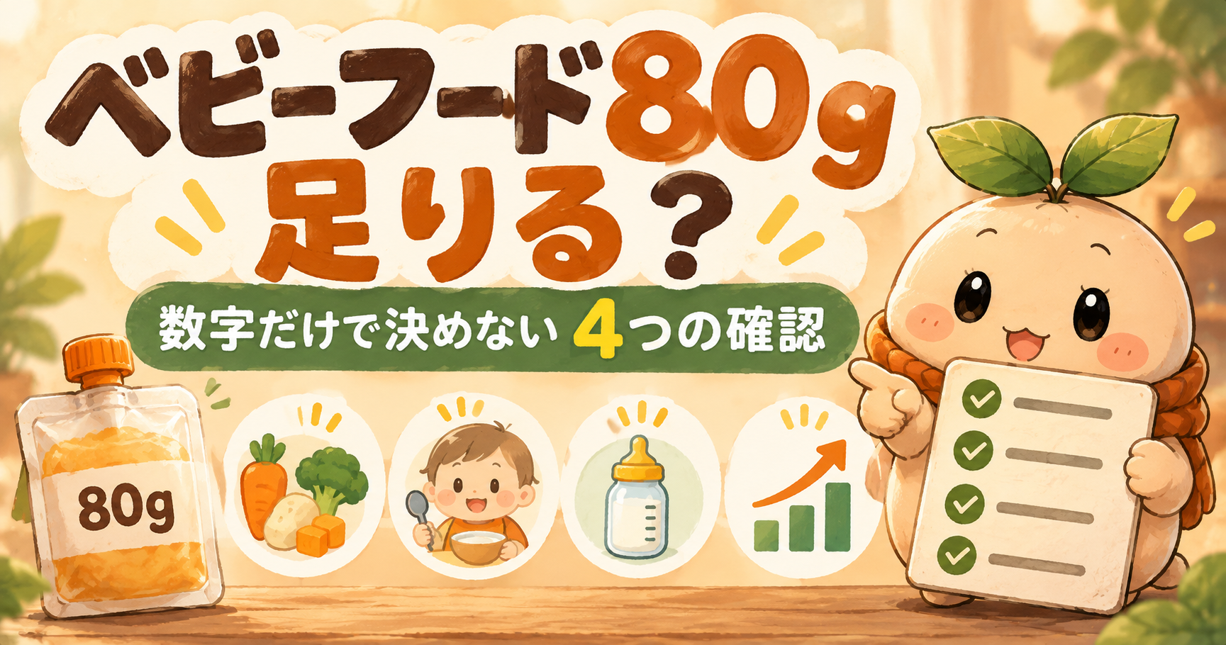 ベビーフード80gが足りるかを数字だけで決めず、家庭で4点を確認する記事のアイキャッチ