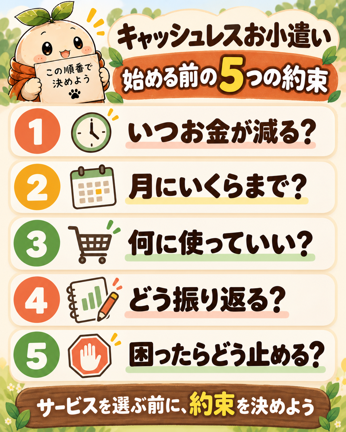 小学生のキャッシュレスお小遣いを始める前に決める5つの約束